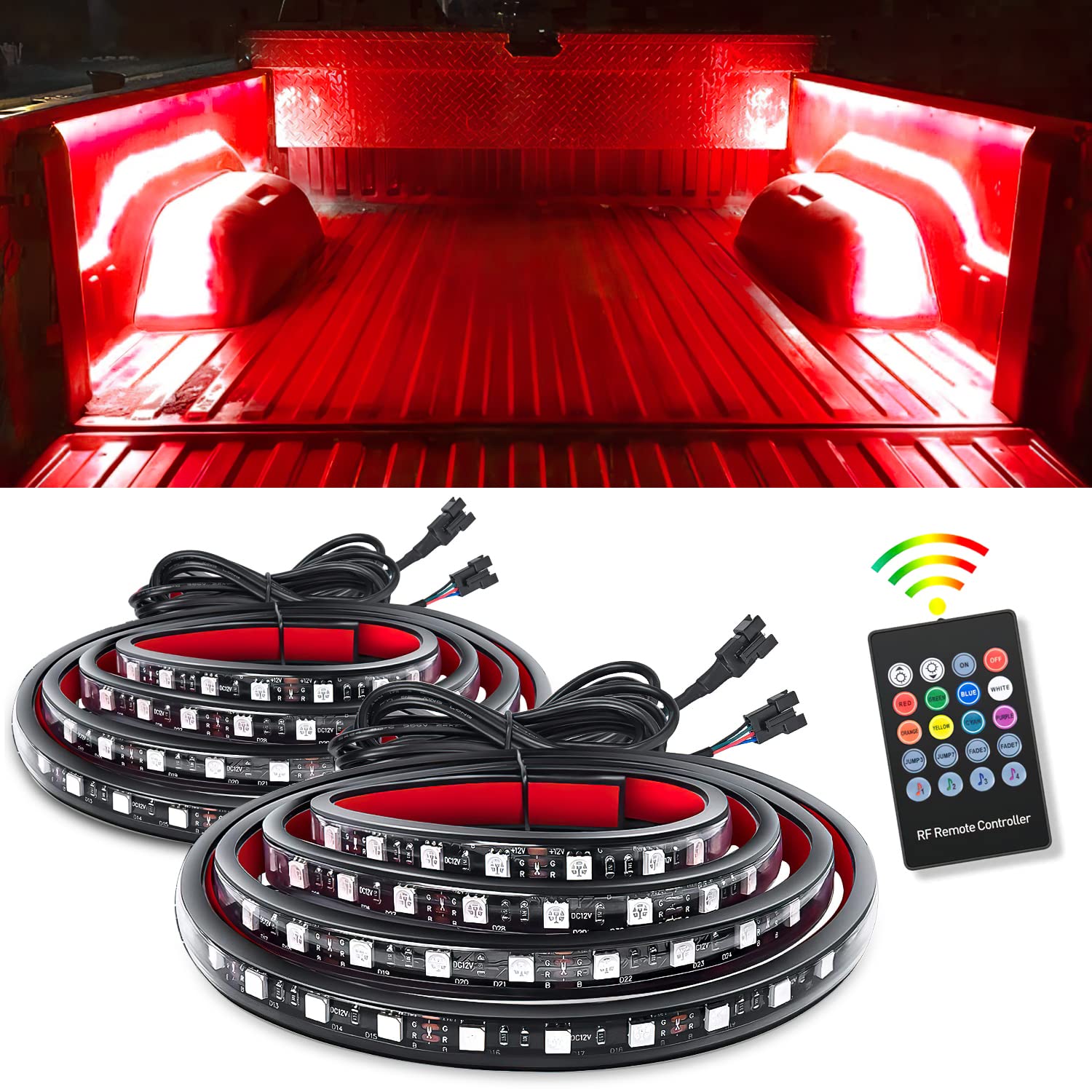Nilight front packaging and full-length strips showing kit completeness and quick install benefit