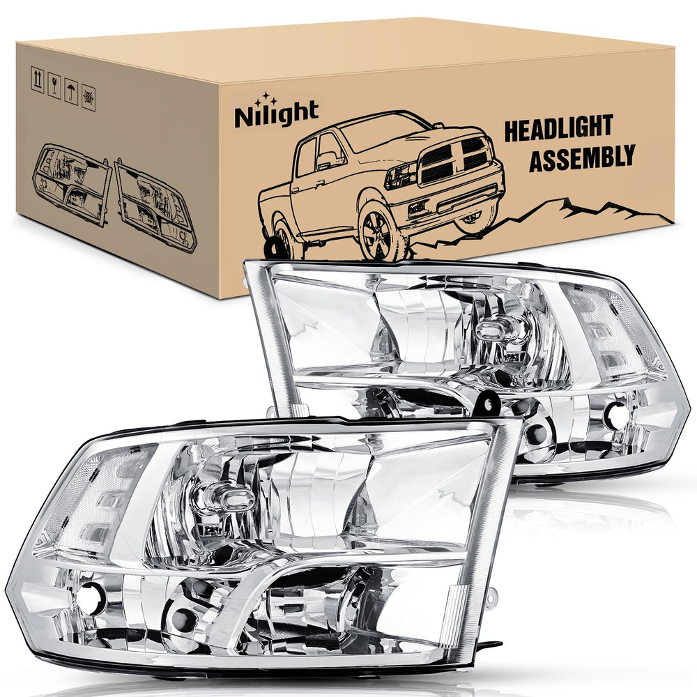 Nilight front packaging showing headlamp assembly and benefit of direct-fit replacement