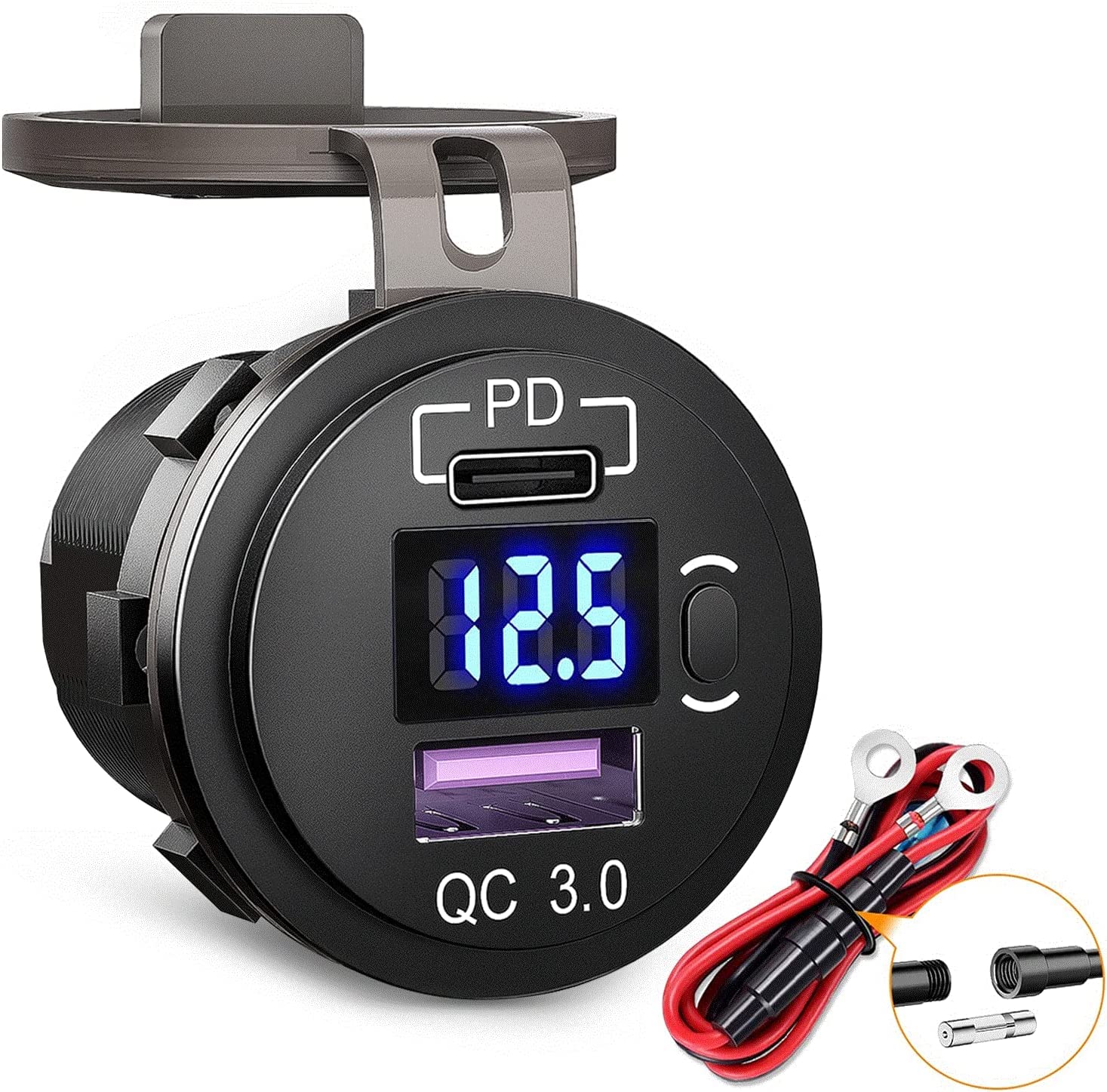 Nilight front panel dual USB with voltmeter showing clean install and reliable charging