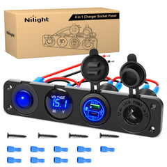 Nilight front panel showing ports and rocker switch for compact power
