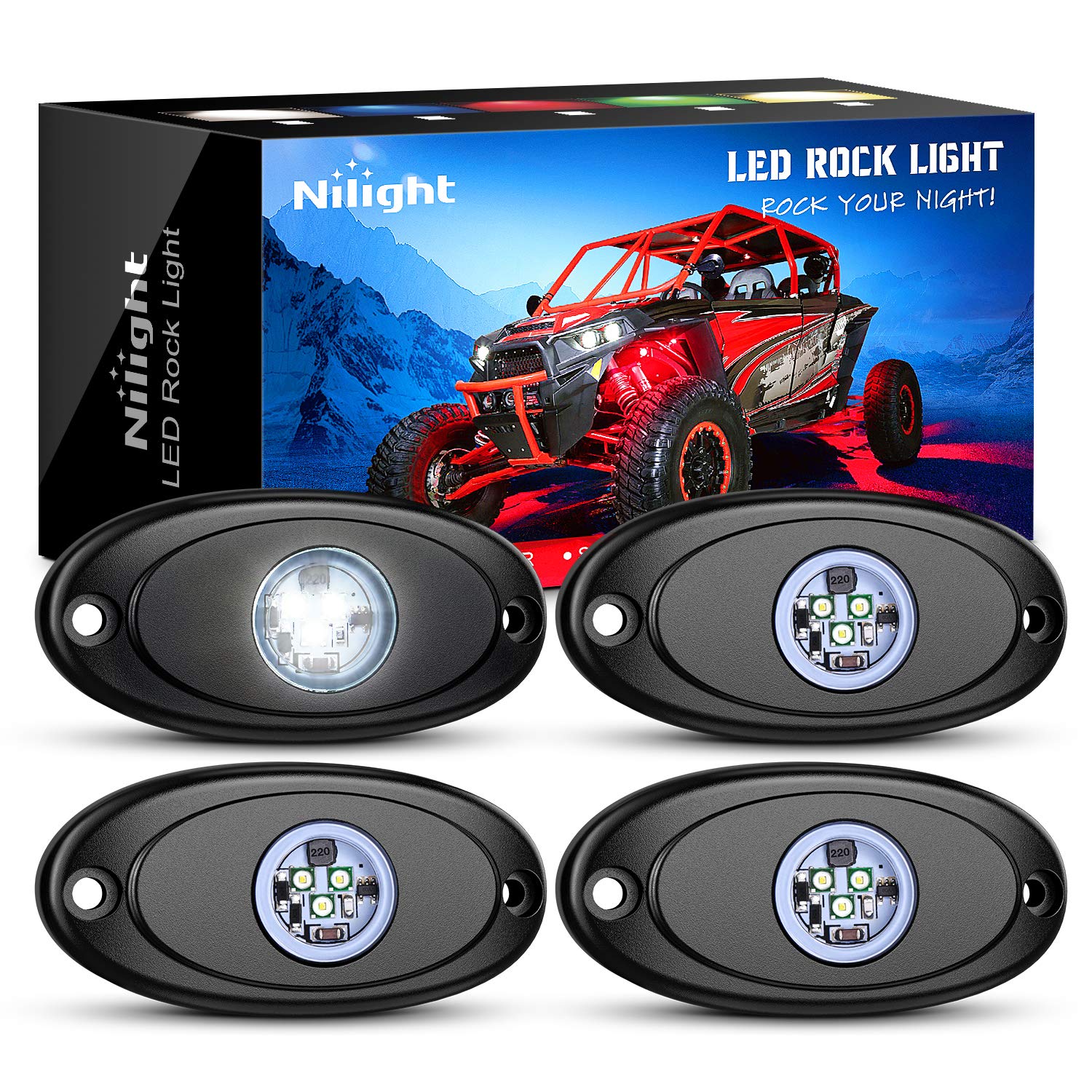 Nilight front view of four pods showing compact profile and bright benefit