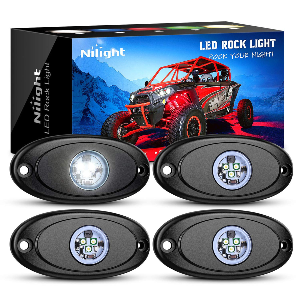 Nilight front view of four pods showing compact profile and bright benefit