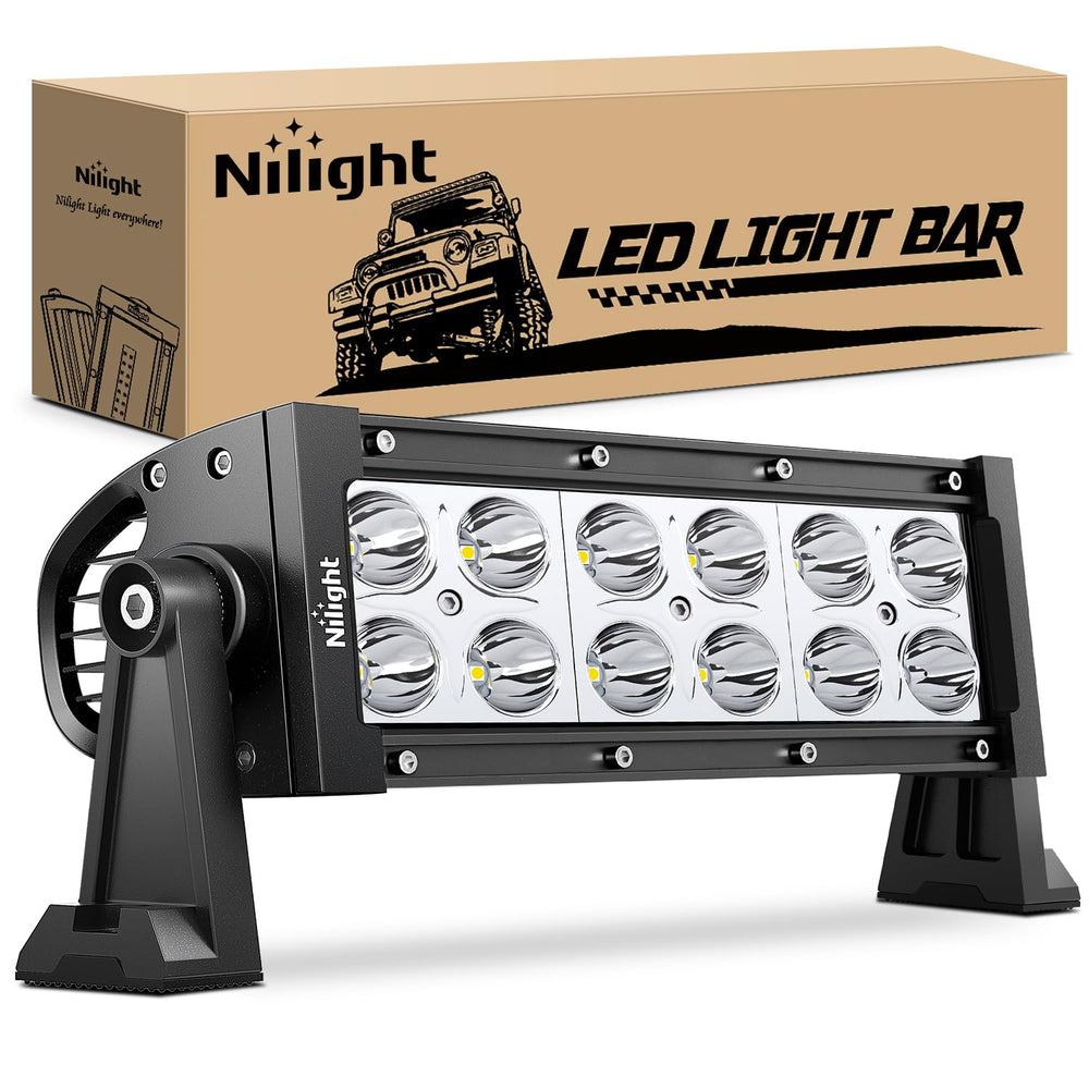 Nilight front profile of 36W spot LED light bar showing compact design and focused beam benefit