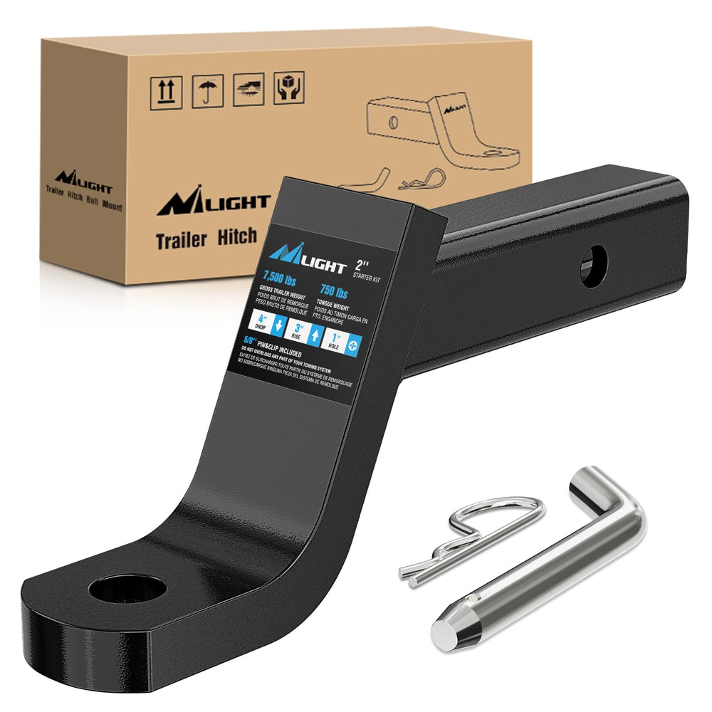 Nilight front profile of hitch mount showing durable shape and secure fit benefit