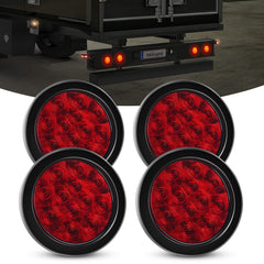 Nilight front view of 4-inch round tail light showing bright red lens benefit improved signaling
