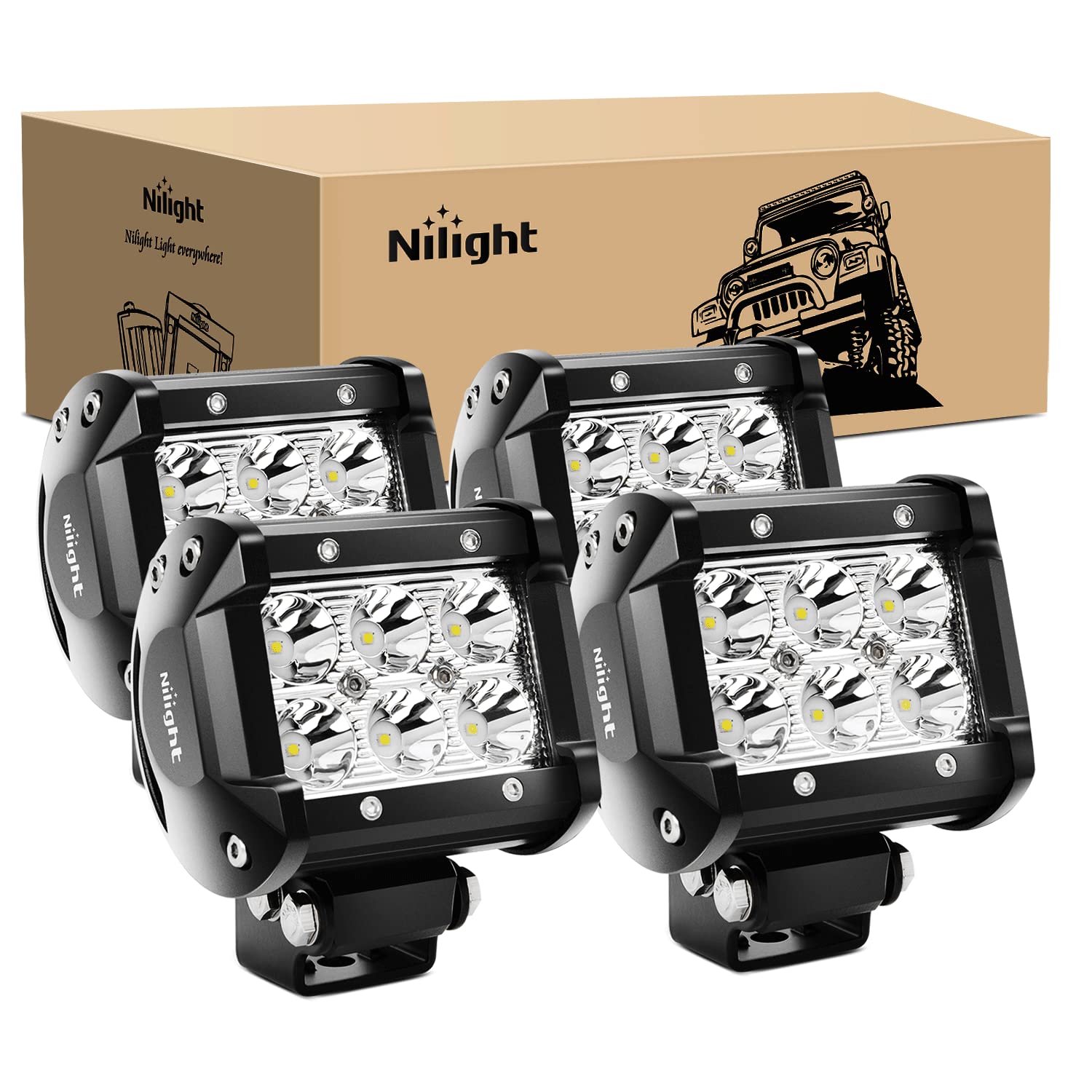 Nilight front view of 4Pod assembly showing compact durable design and bright beam benefit