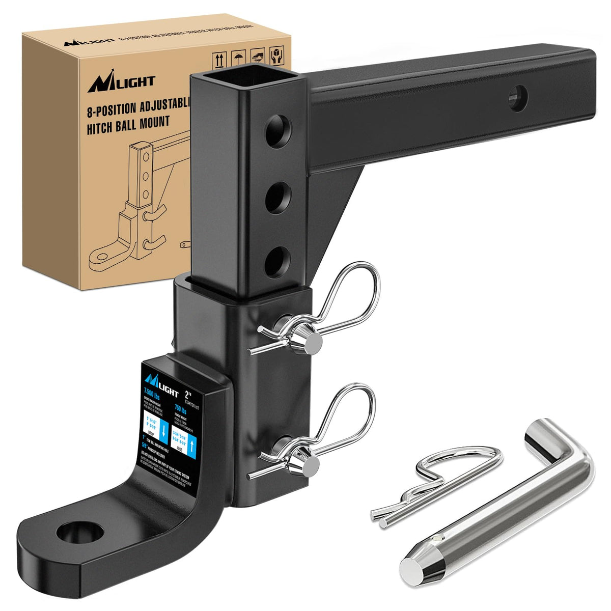 Nilight front view of adjustable ball mount showing robust construction and easy fit