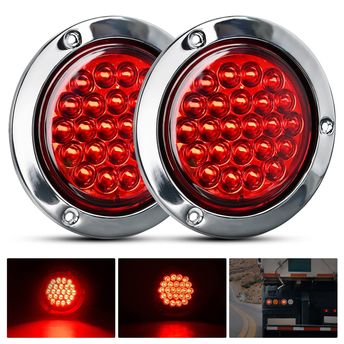 Nilight front view chrome bezel showing bright red signal and stylish finish
