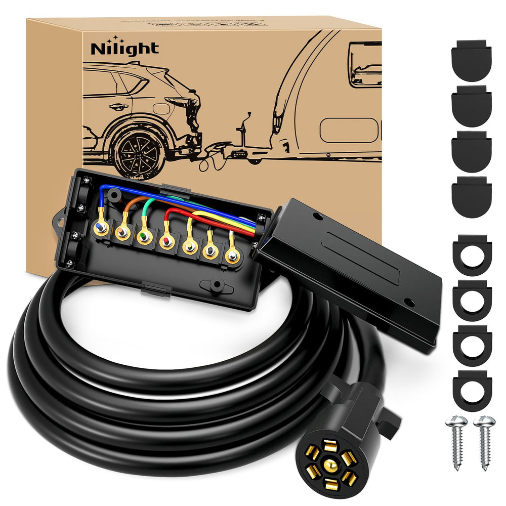 Nilight front view of connector and junction box showing tidy wiring and protection