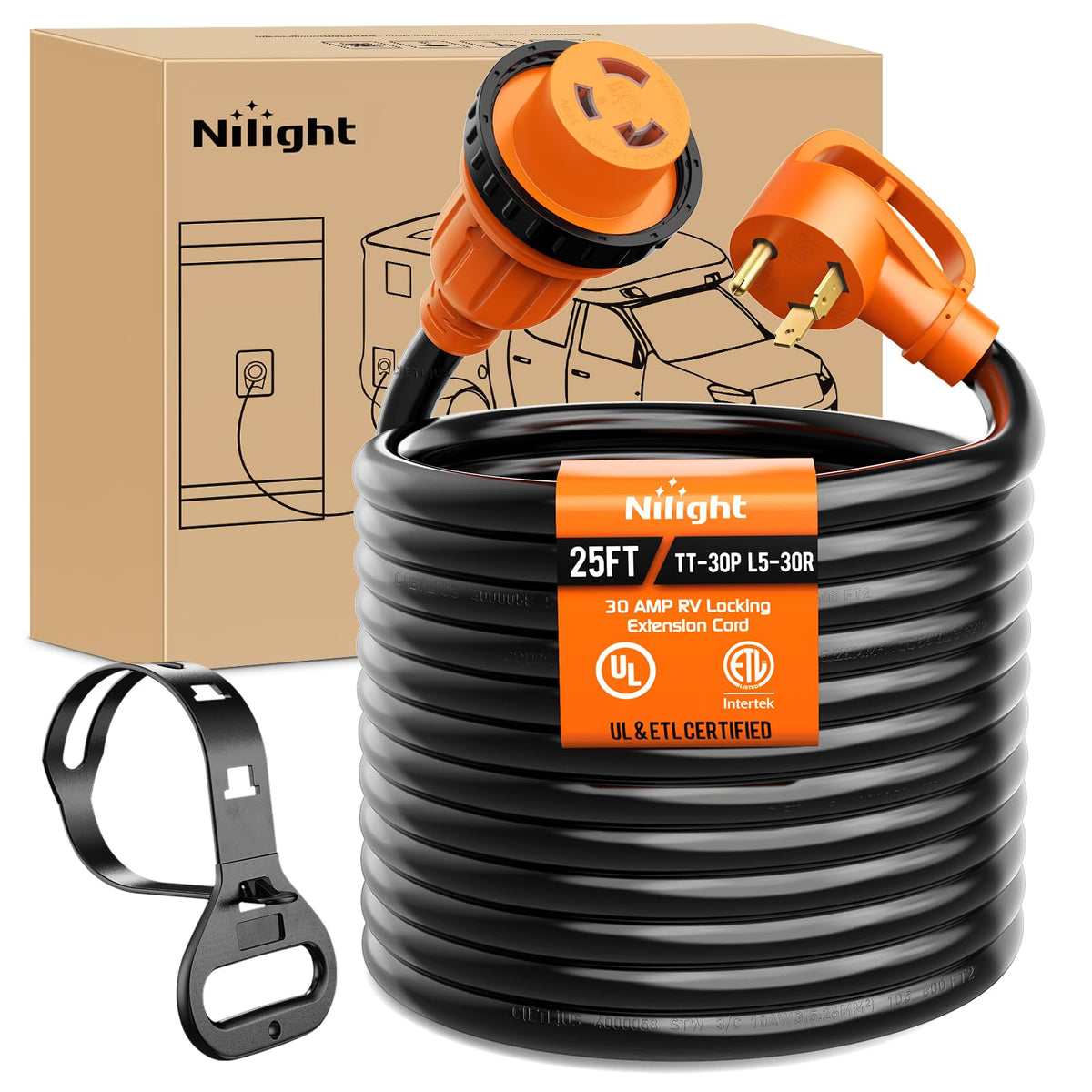 Nilight front view plug and cord showing secure connection benefit