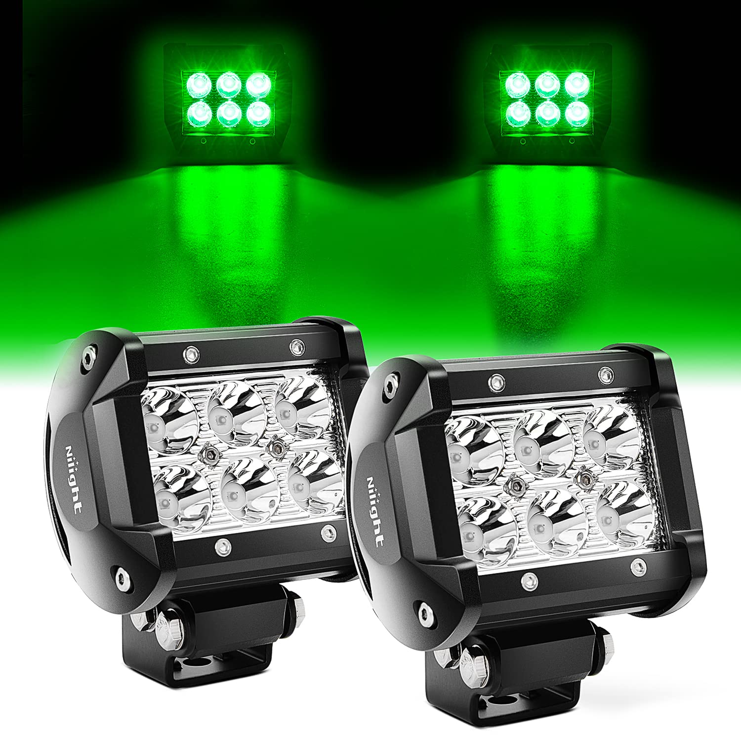 Nilight front view green spot pods showing compact design and bright beam benefit