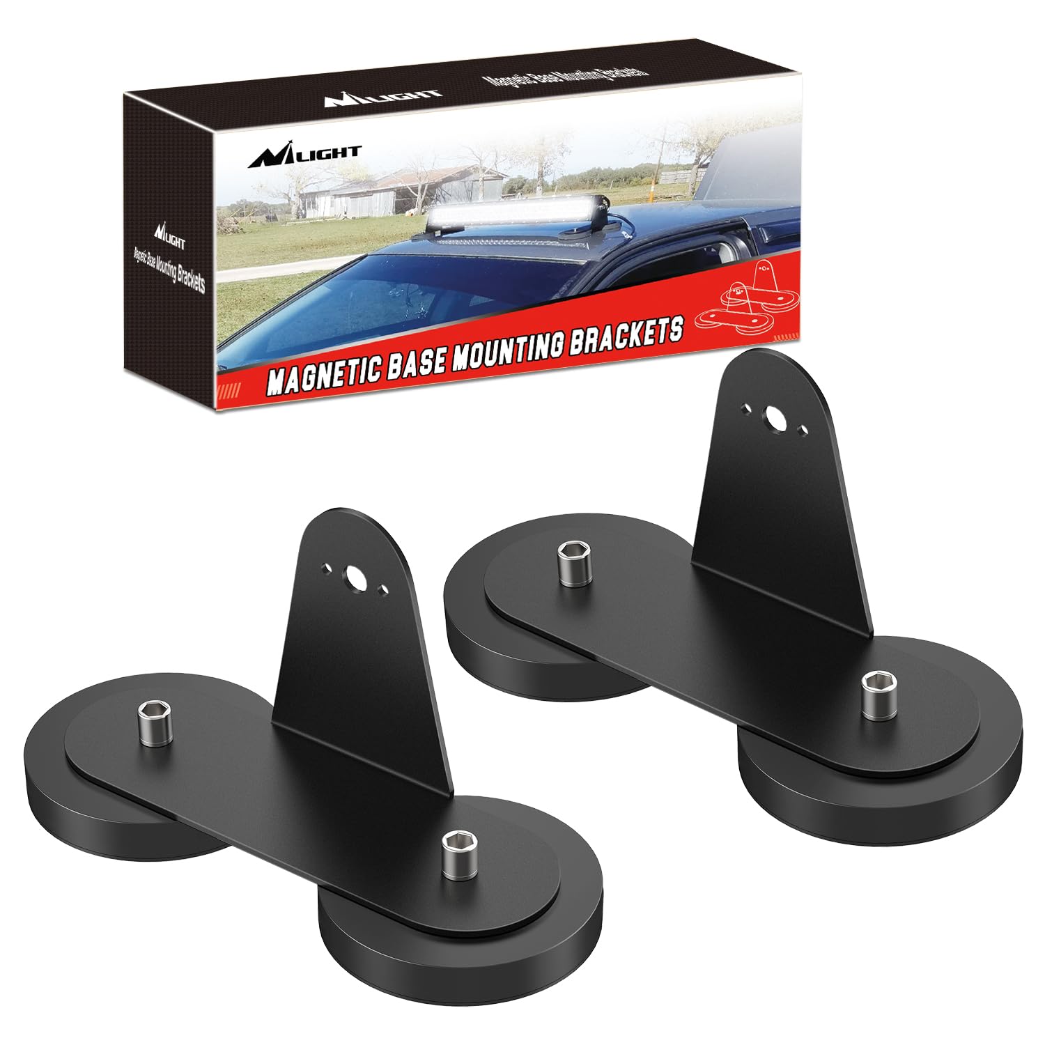 Nilight front view of magnetic brackets showing secure mounting and durability