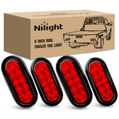 Nilight front view of oval LED taillight showing bright red signal and improved visibility