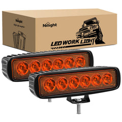 Nilight front view of two amber light bars showing compact profile and strong throw