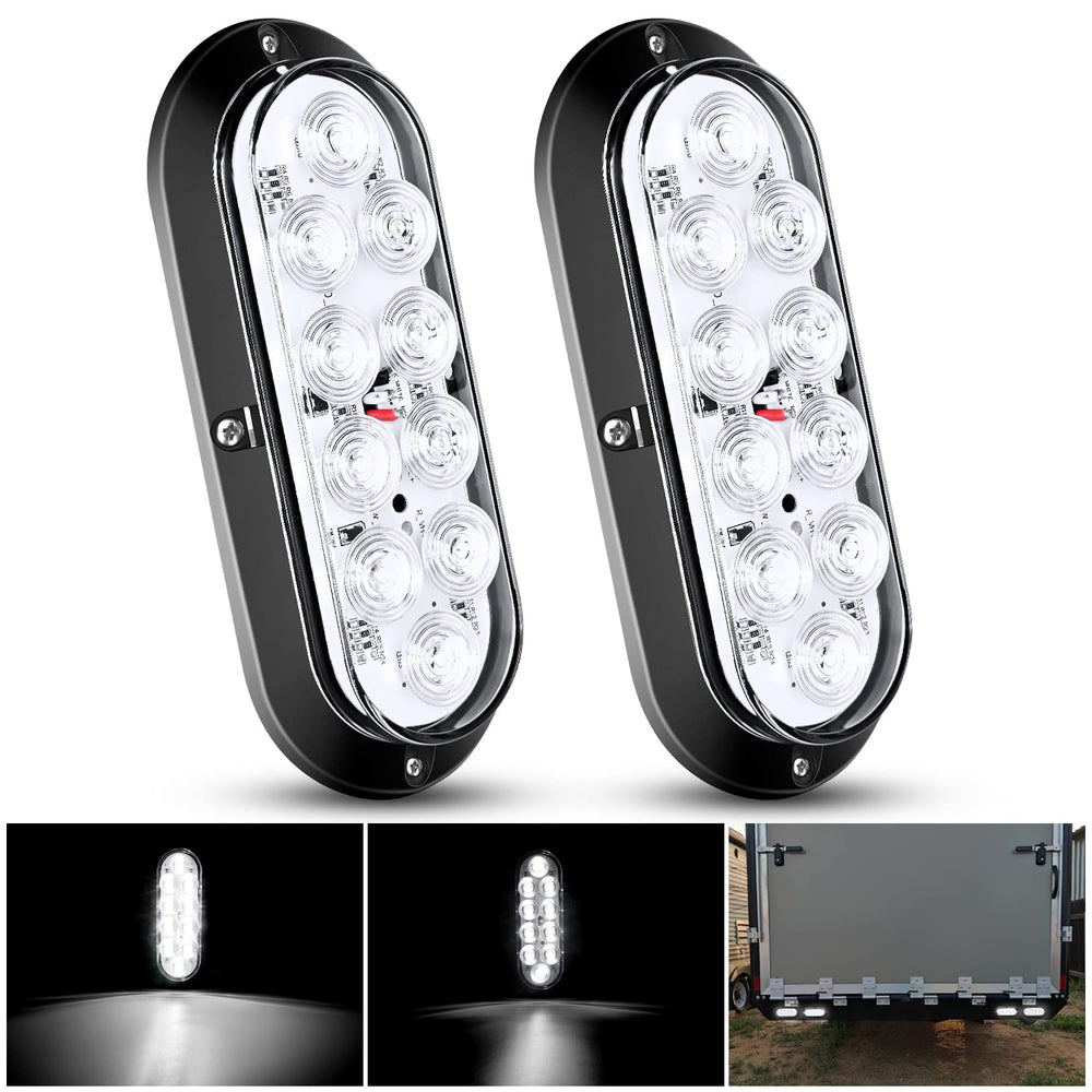 Nilight front view of 6-inch tail lights showing bright lens and quick visibility