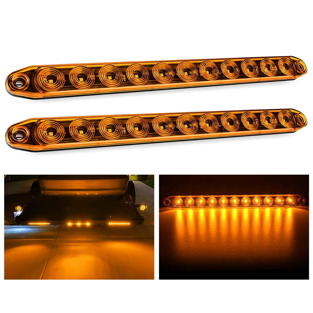 Nilight front view of 16-inch LED bar showing amber lens and compact profile for visibility