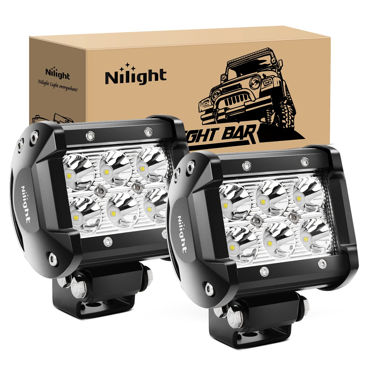 Nilight front view of both pods showing compact design and bright output