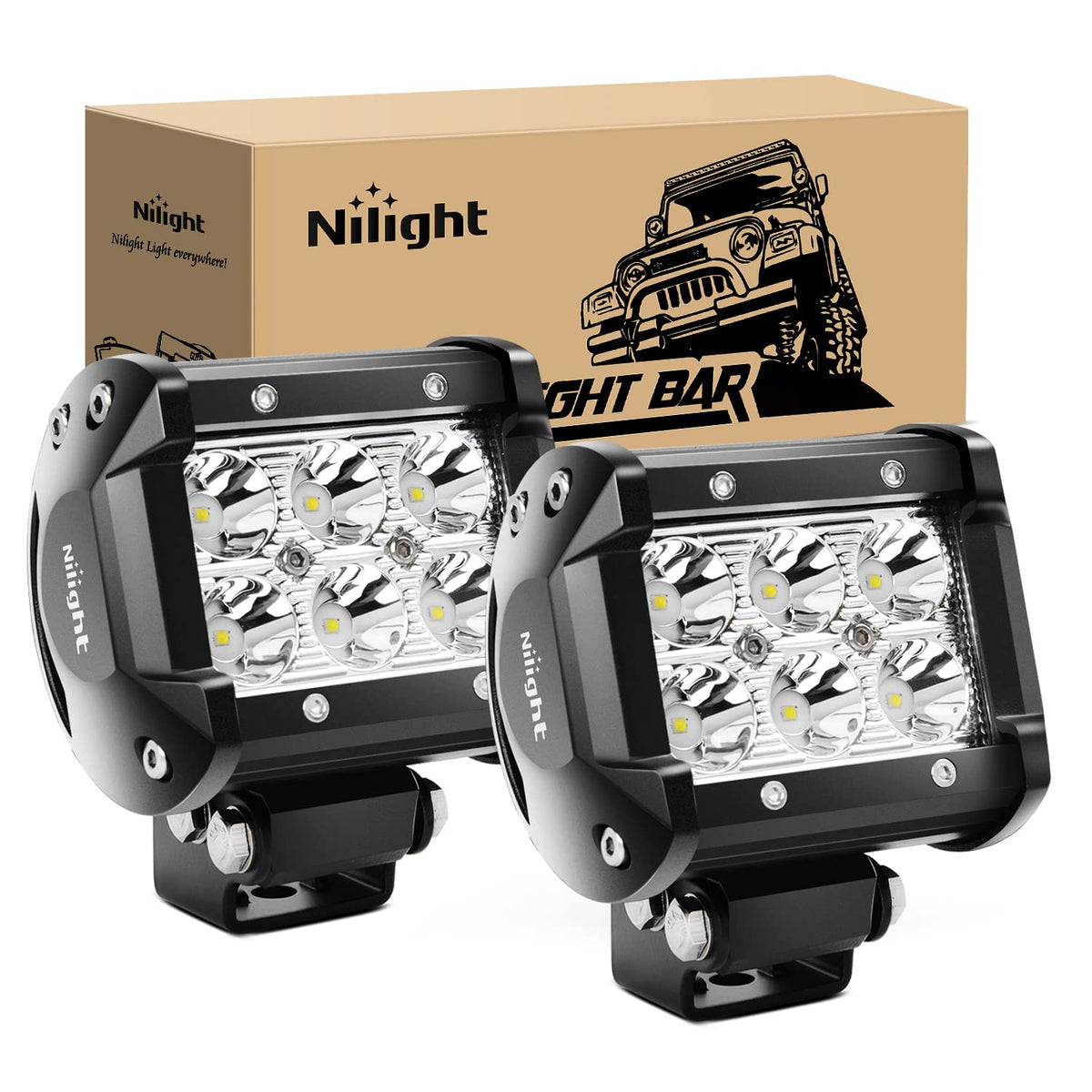 Nilight front view of both pods showing compact design and bright output