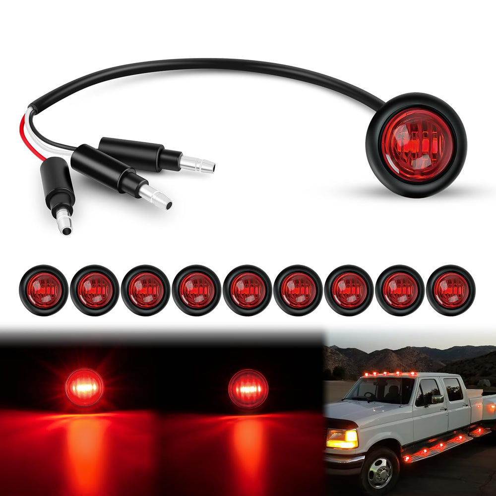 Nilight front view of round red marker light showing compact flush design and clear lens