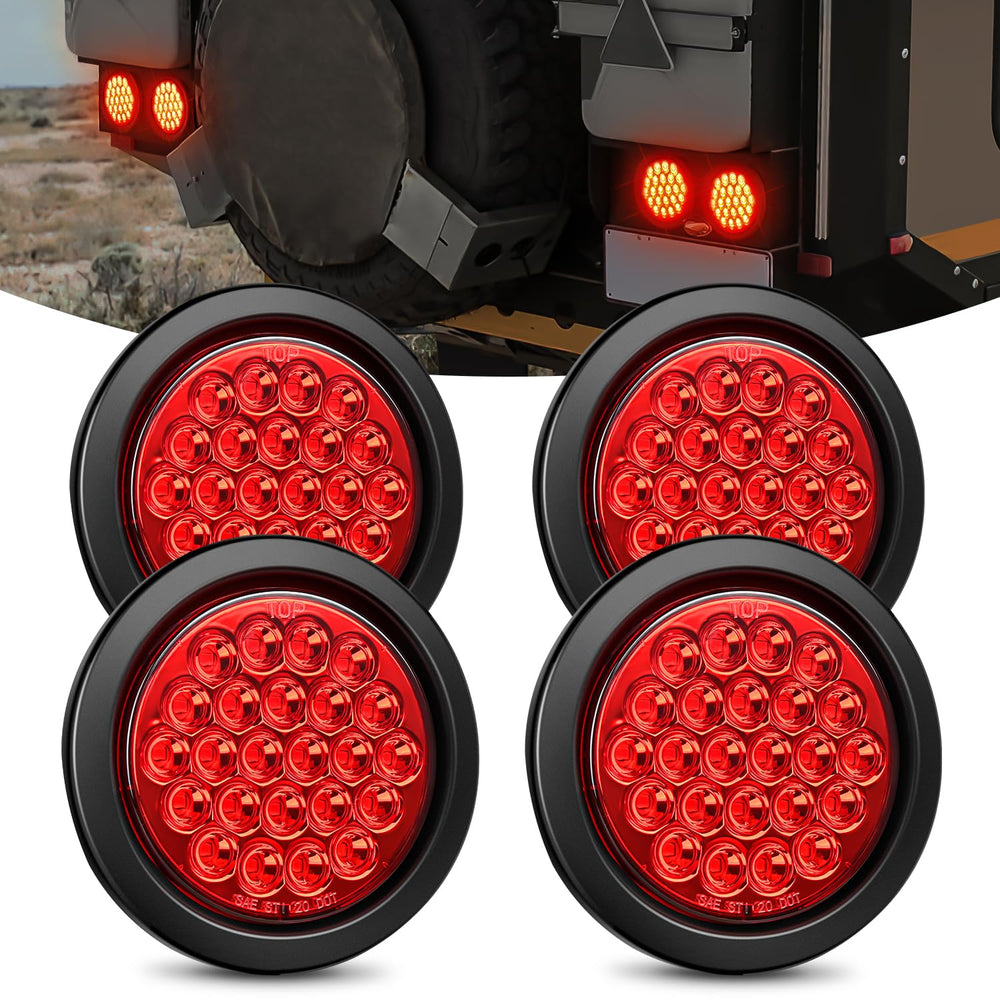Nilight front view of round tail light showing clear lens and bright output