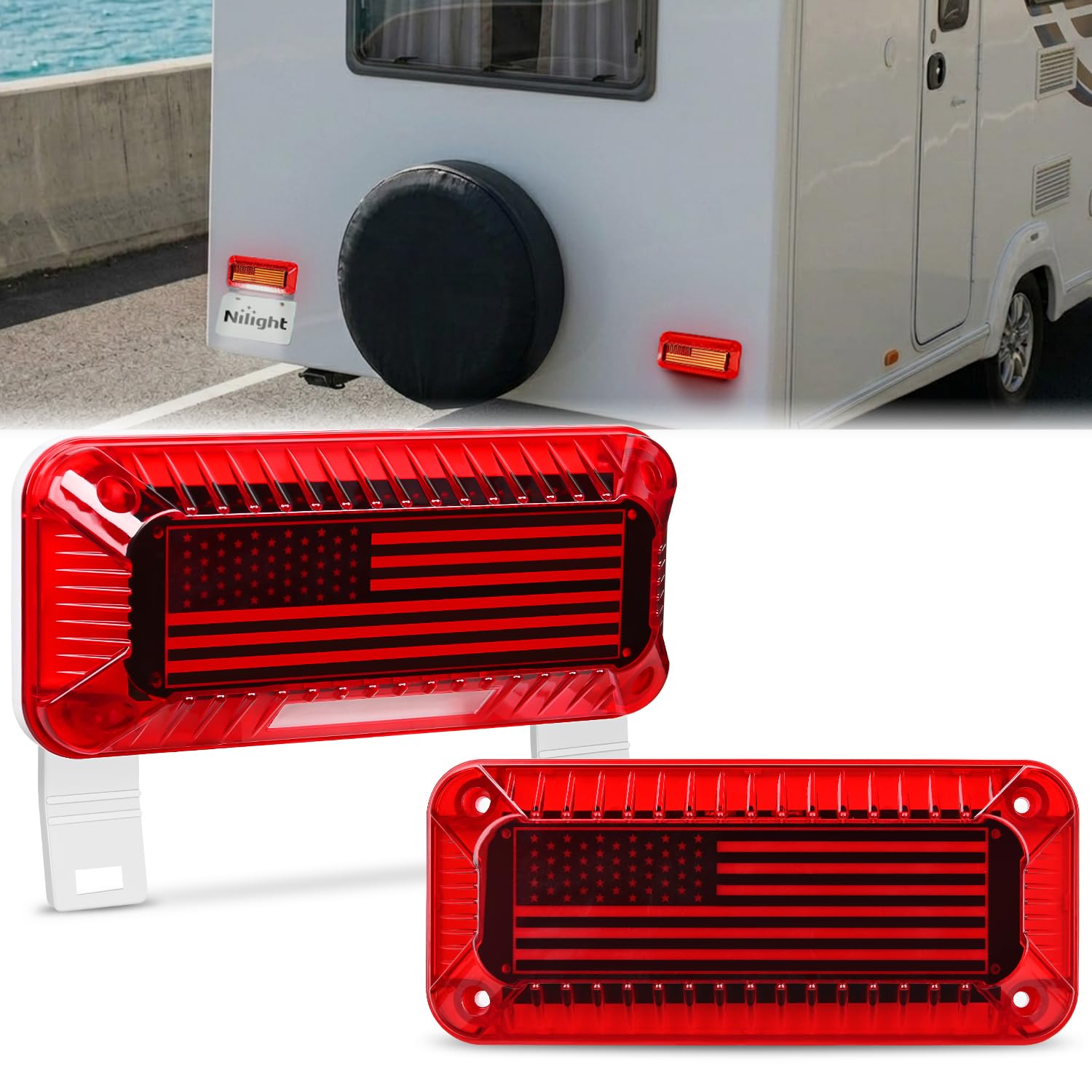 Nilight front view of tail lights showing bright LEDs and clear signaling benefit