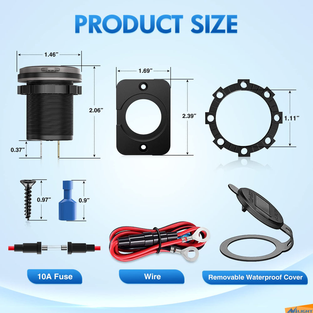 Nilight fused power cable and terminals supplying inline protection against overloads
