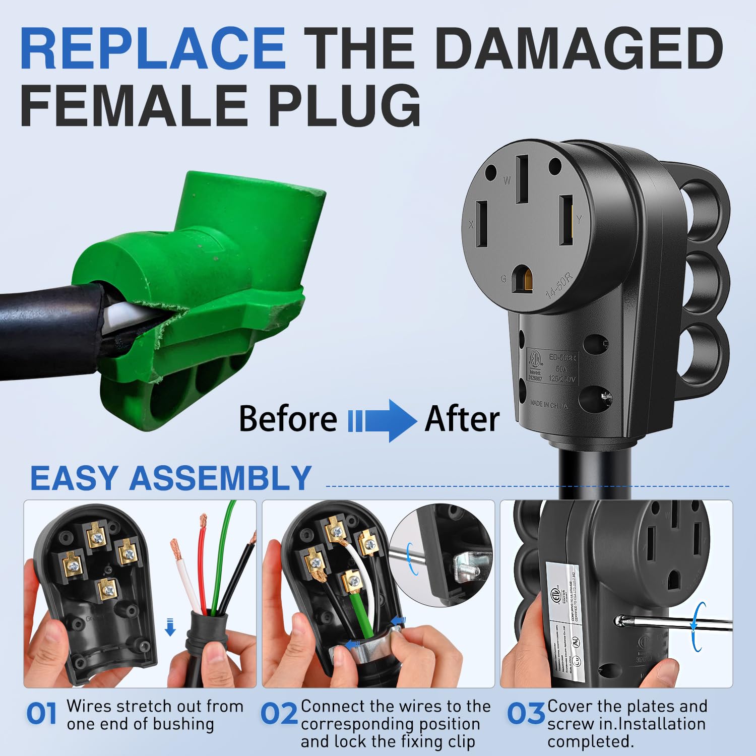 Nilight handle closeup demonstrating ergonomic grip for easier plugging and unplugging