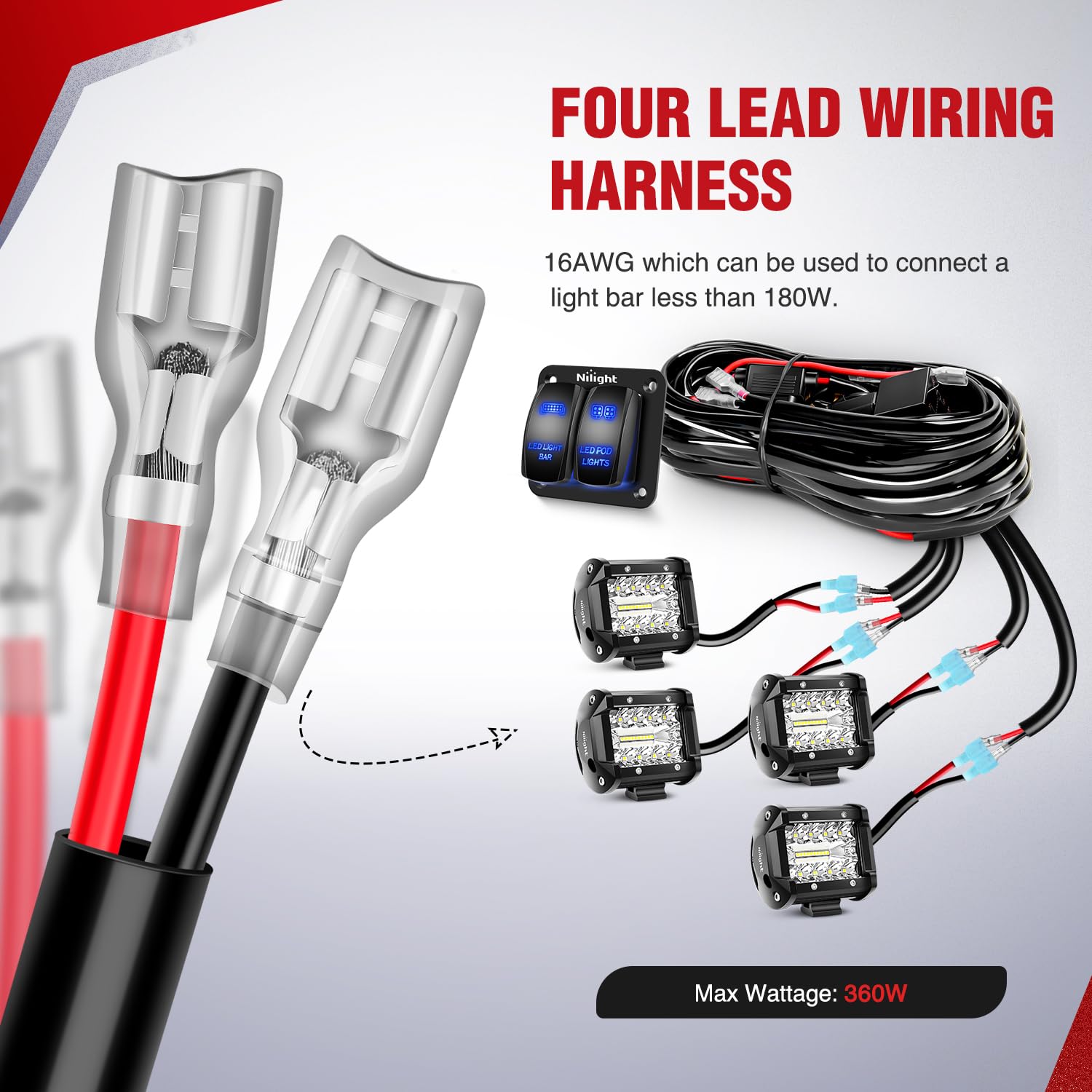 Nilight relay and inline fuse assembly showing protection and organized wiring benefit: safety