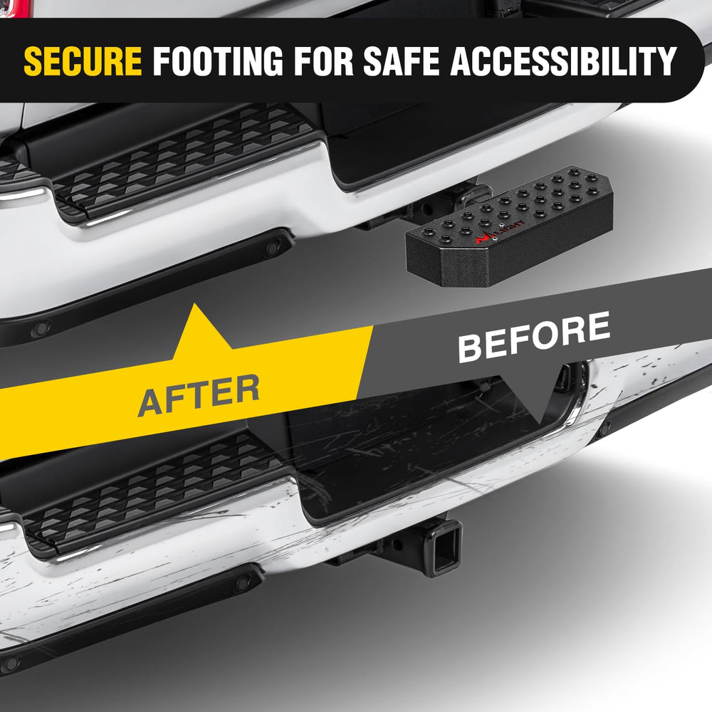 Outdoor lifestyle scene with Nilight step used for loading roof gear for convenience benefit