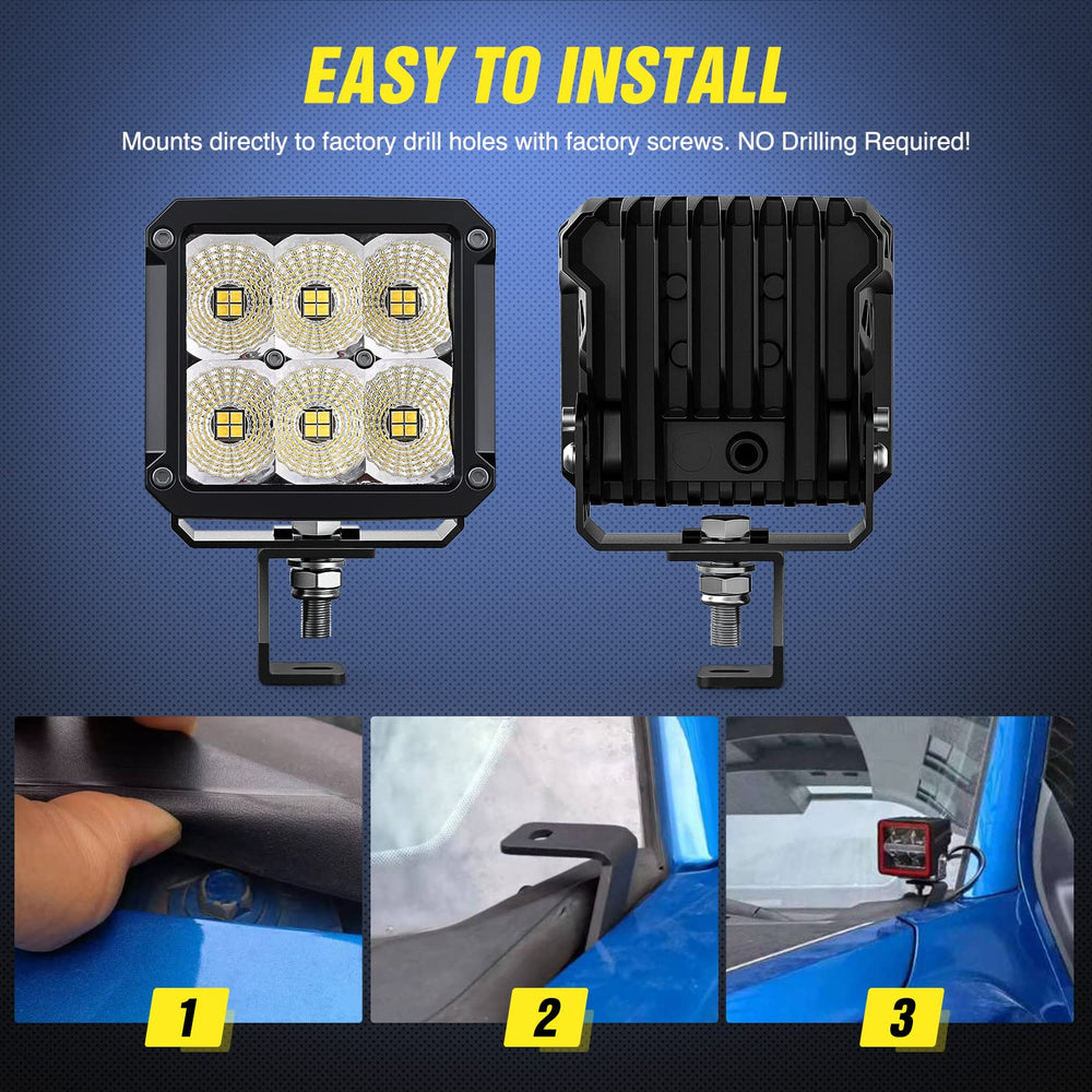 Nilight brackets installed passenger side near antenna showing fit considerations benefit