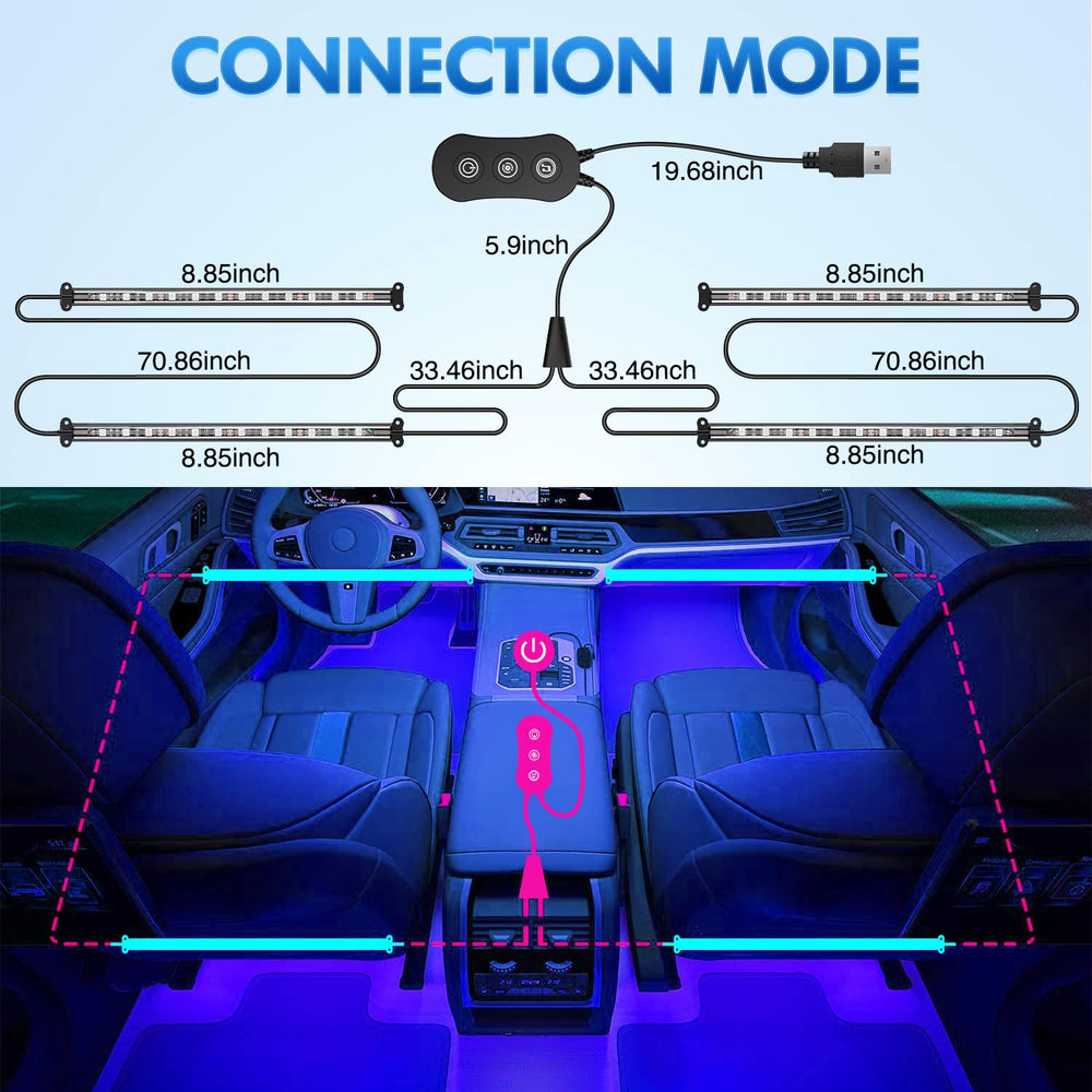 Nilight installed inside car at night creating ambient mood lighting