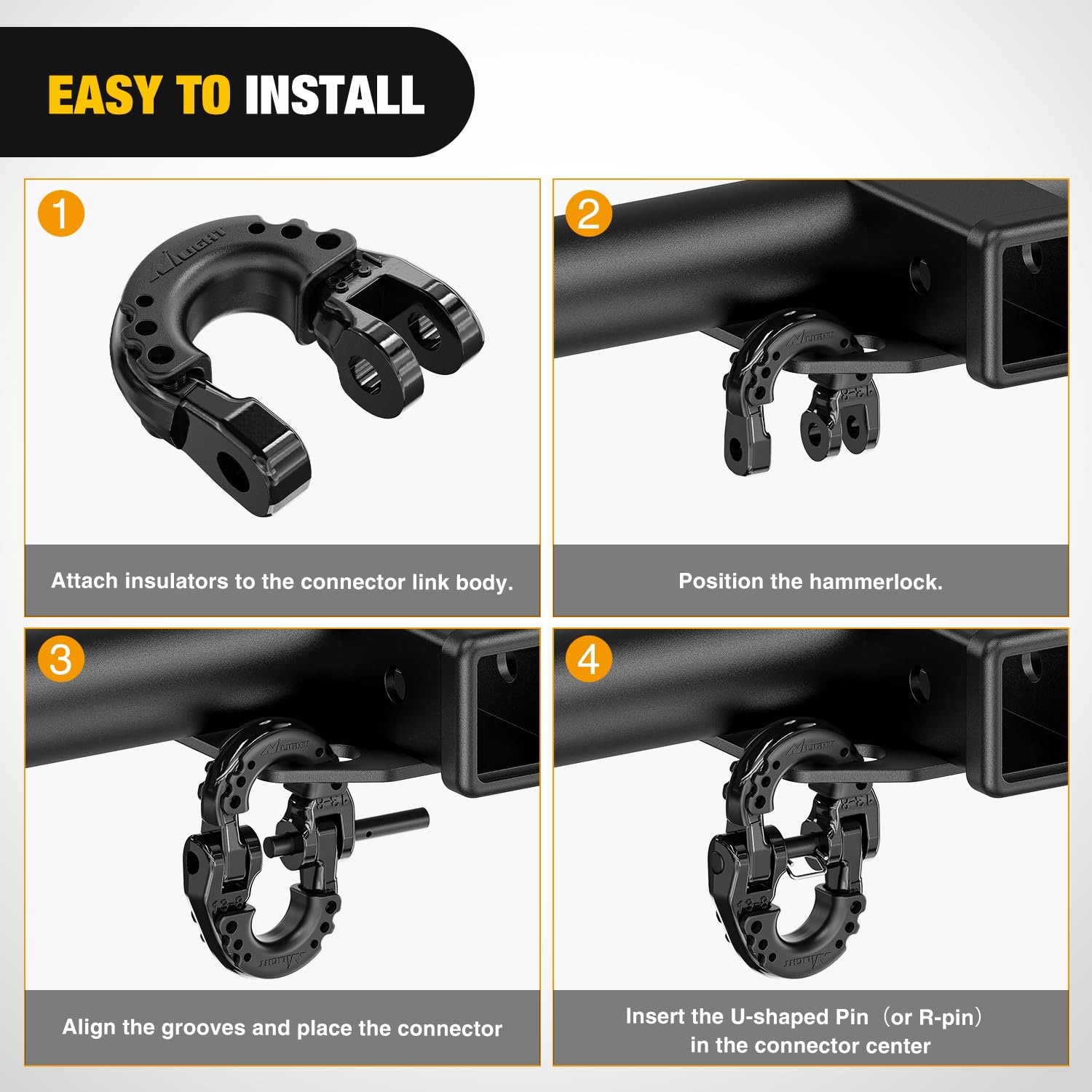 Nilight connector link installed on trailer safety chain demonstrating secure towing benefit