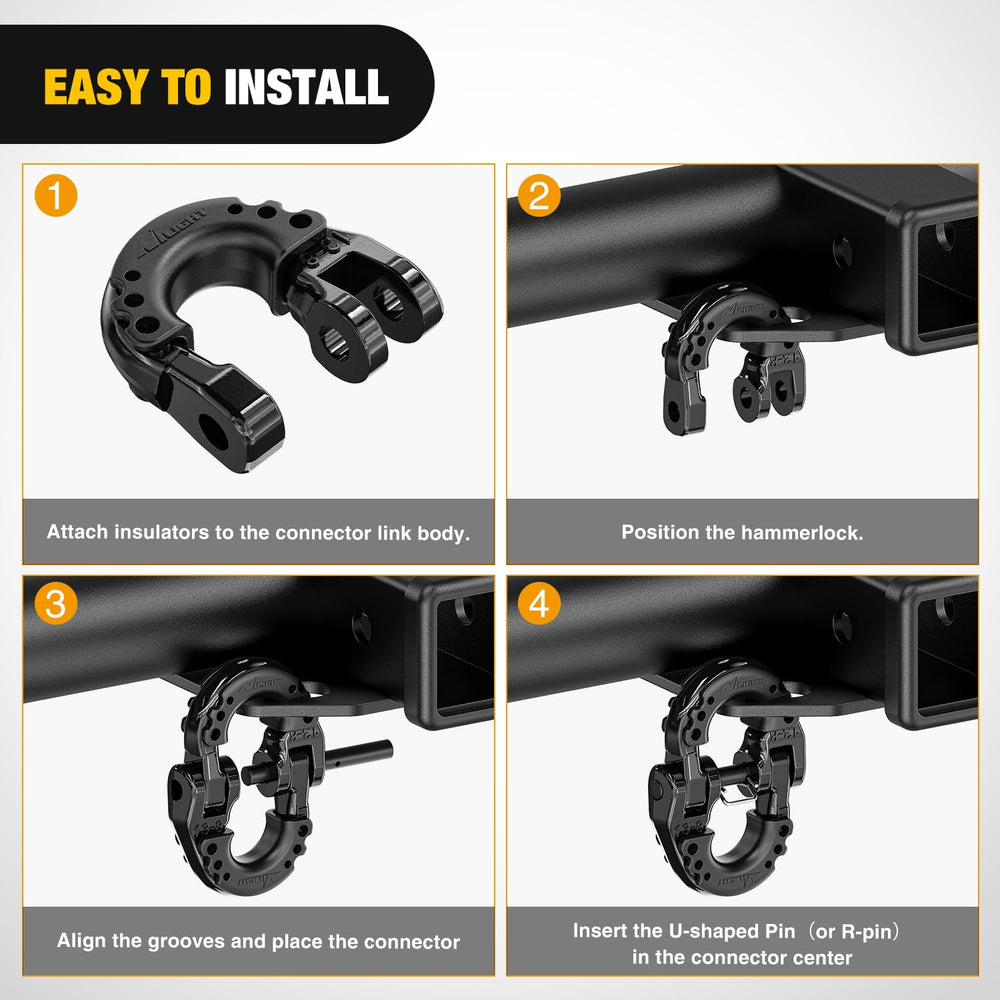 Nilight connector link installed on trailer safety chain demonstrating secure towing benefit