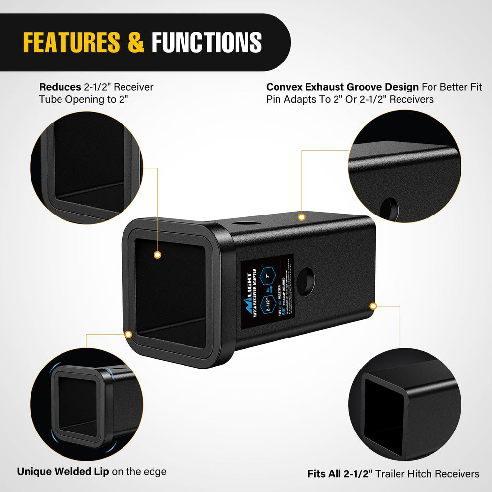 Nilight inserted in 2.5-inch receiver showing stable fit benefit
