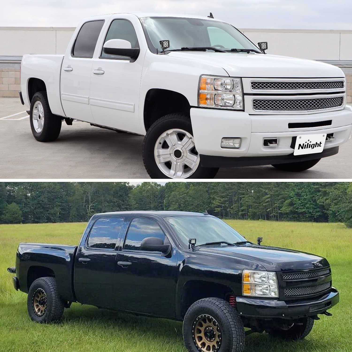 Nilight installed on Chevy Silverado driver side demonstrating stable, vibration-free mount