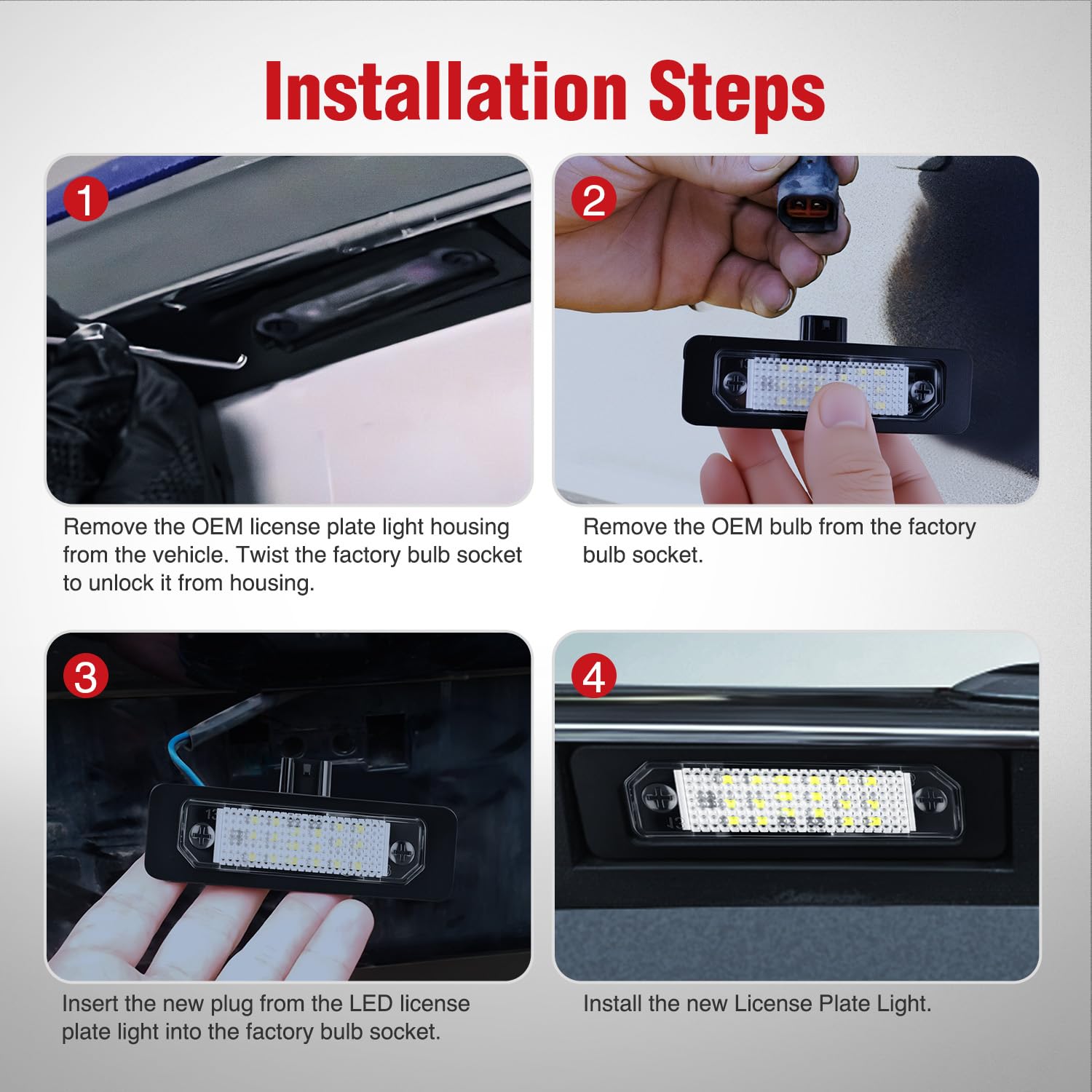 Nilight installed on Ford Mustang rear improving night-time plate visibility