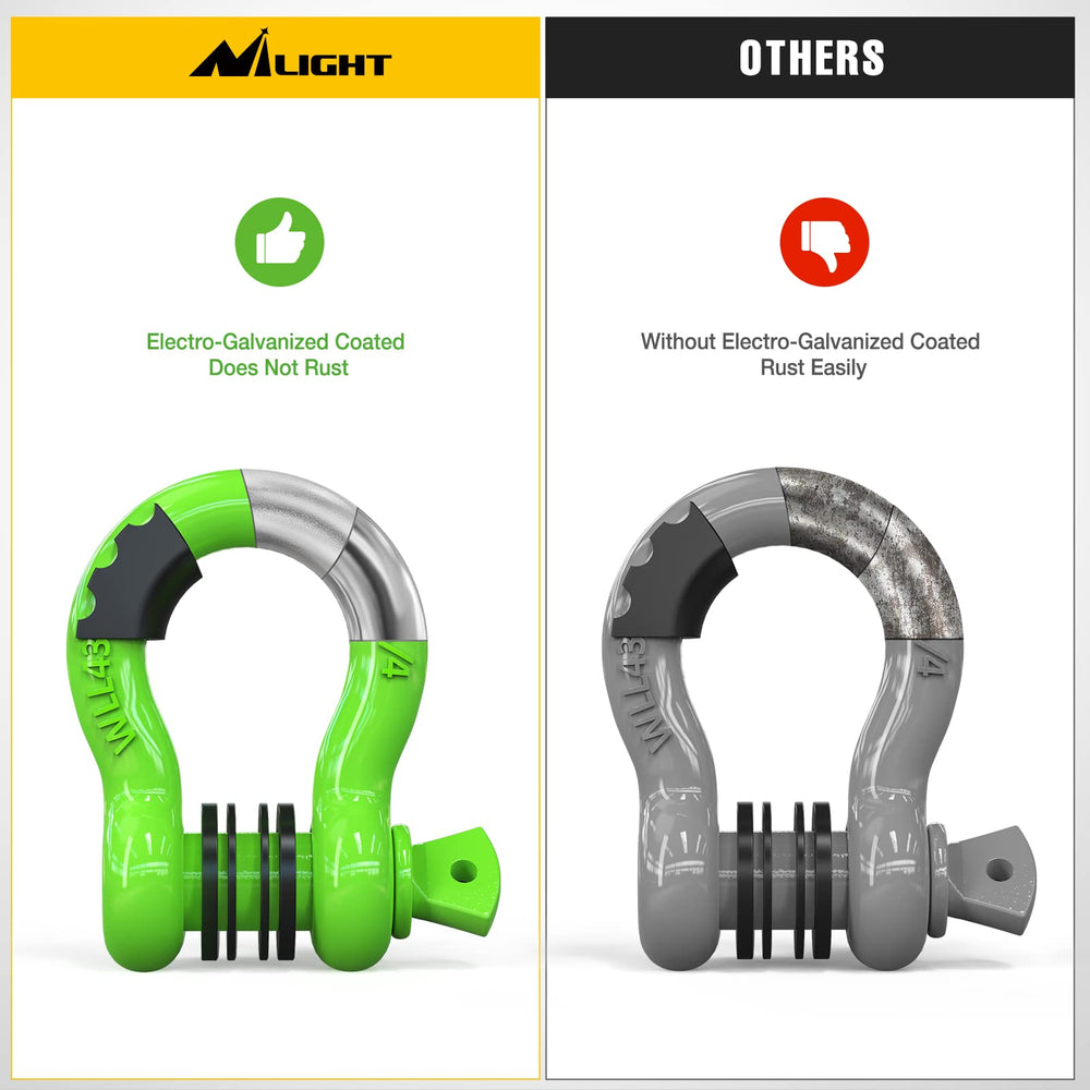 Nilight D-ring installed on Jeep recovery point, secure anchor for towing