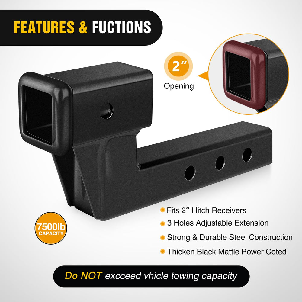 Nilight hitch extension installed on vehicle improving clearance benefit