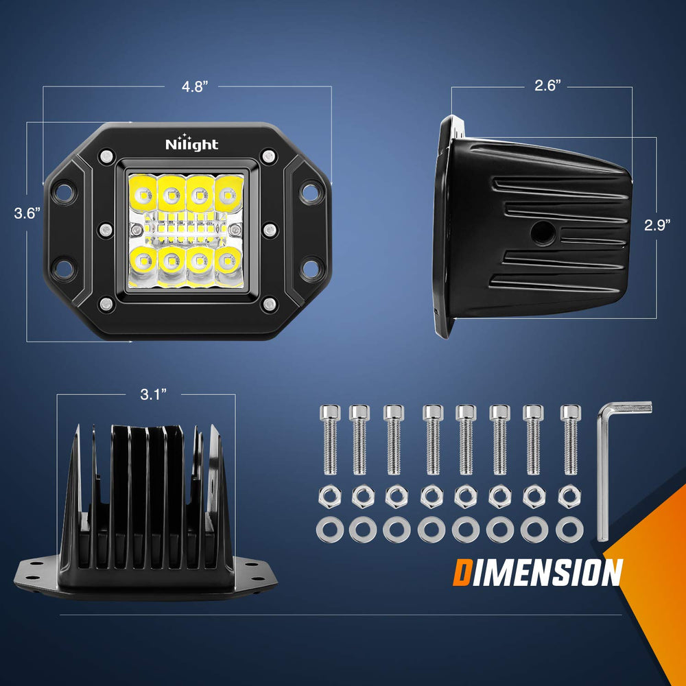 Nilight LED closeup array highlighting triple row LEDs and combo beam for strong output