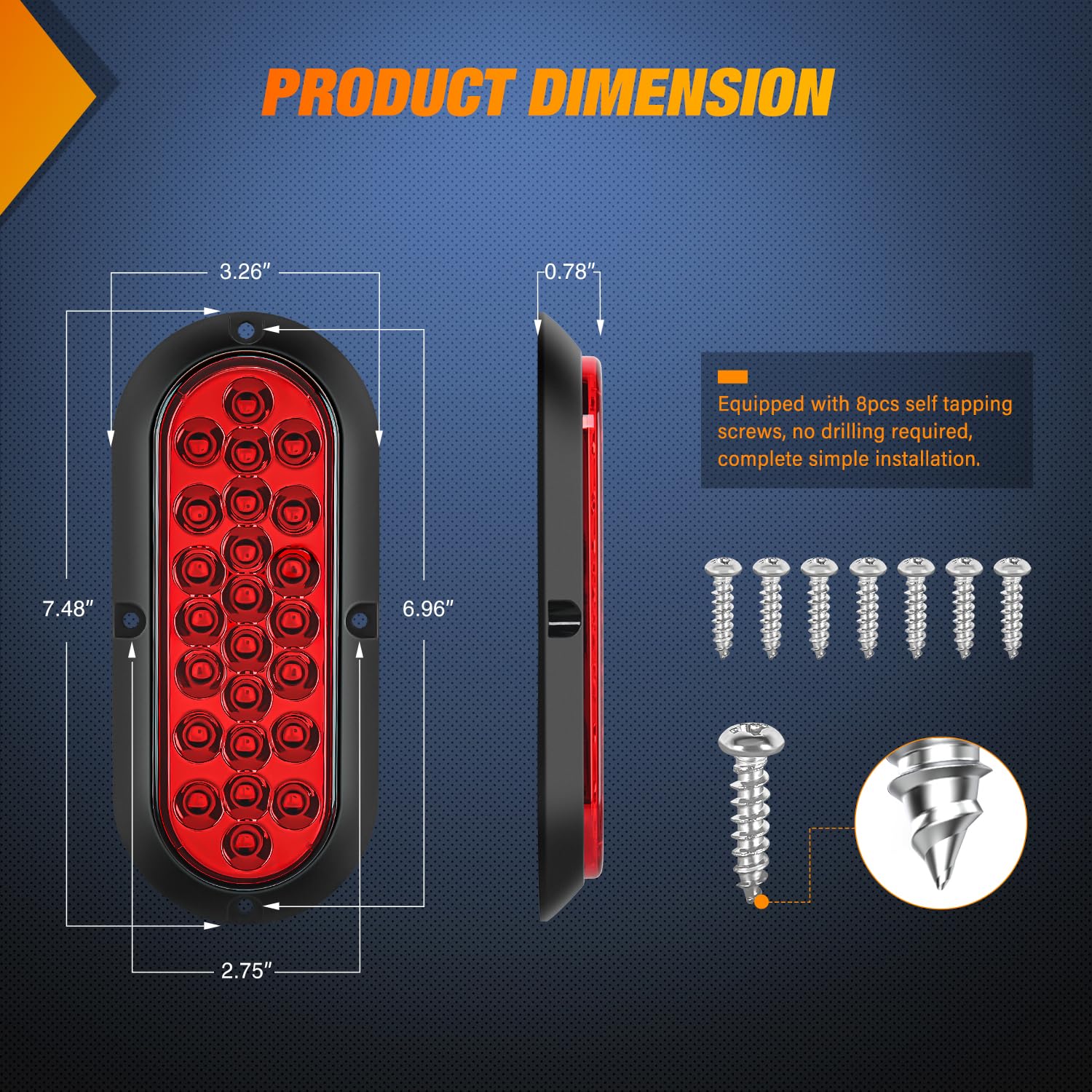 Nilight close-up of 24 red SMD LEDs for vivid, long-lasting visibility