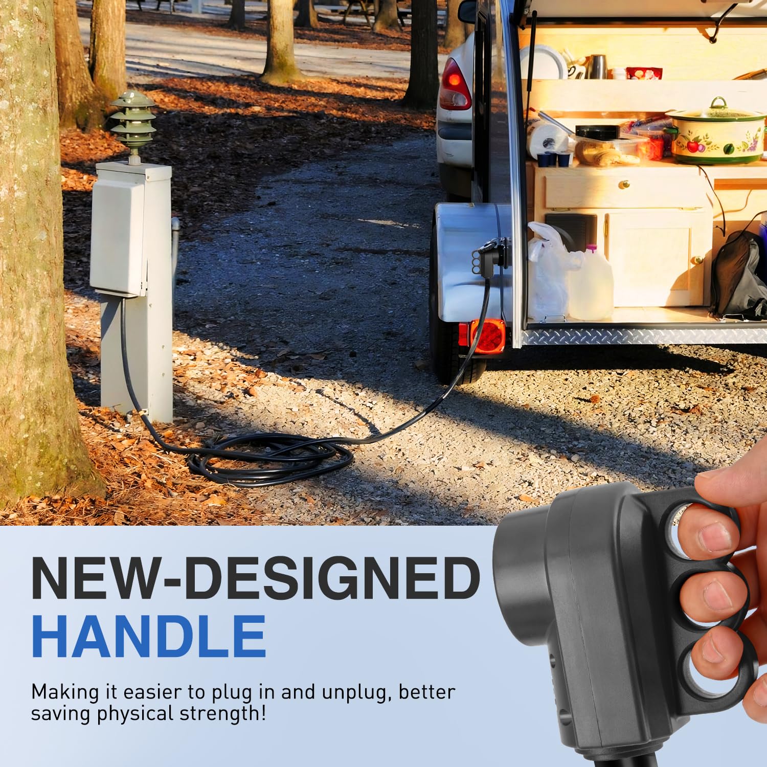 Nilight lifestyle campground setup showing convenient, safe shore power hookup