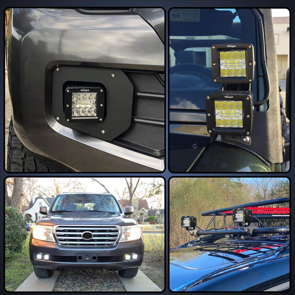 Nilight mounted on offroad vehicle highlighting wider road and trail illumination