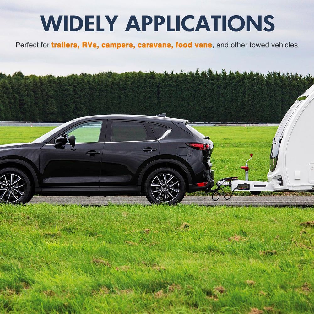 Nilight tow vehicle connected to trailer in realistic outdoor lifestyle scene