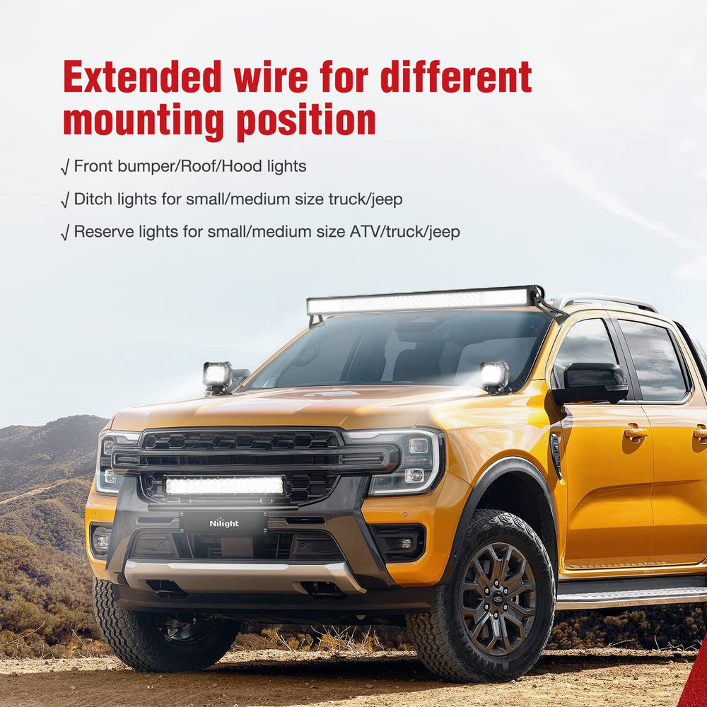 Nilight on truck with LED bars showcasing improved nighttime visibility