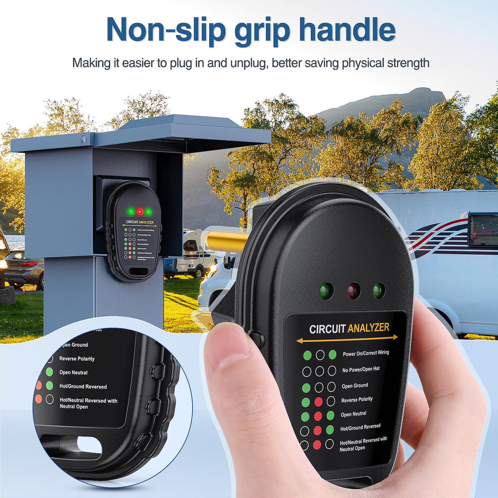 Nilight connected to RV inlet demonstrating safe verification before plugging in appliances