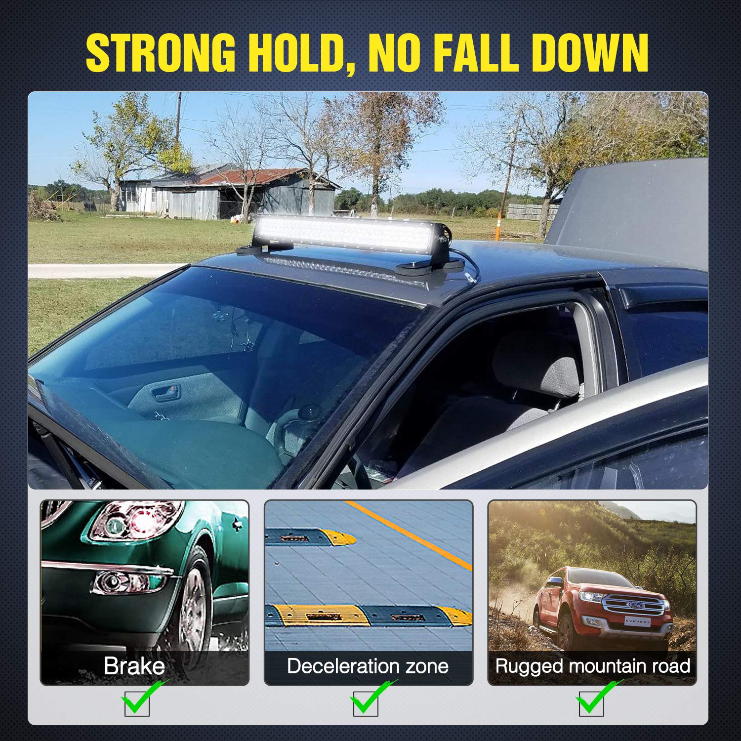 Nilight light bar mounted on roof showing versatile placement and stability