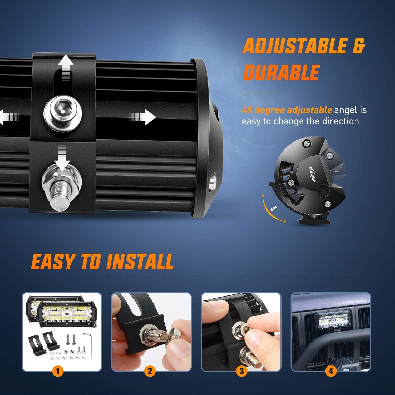 Nilight mounted on truck bumper at night showing enhanced road illumination benefit