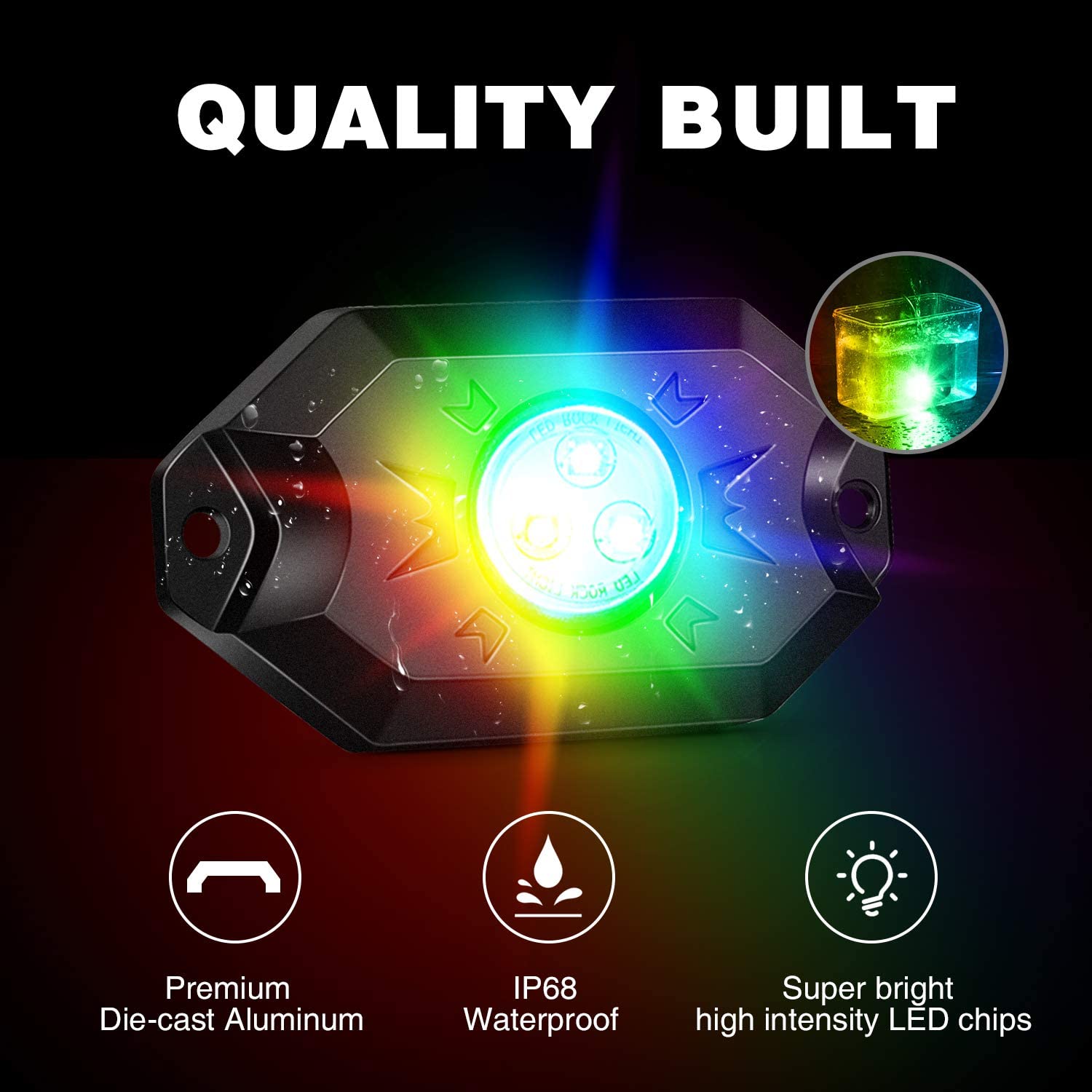 Nilight pods mounted under a truck illuminating wheel well and enhancing visibility