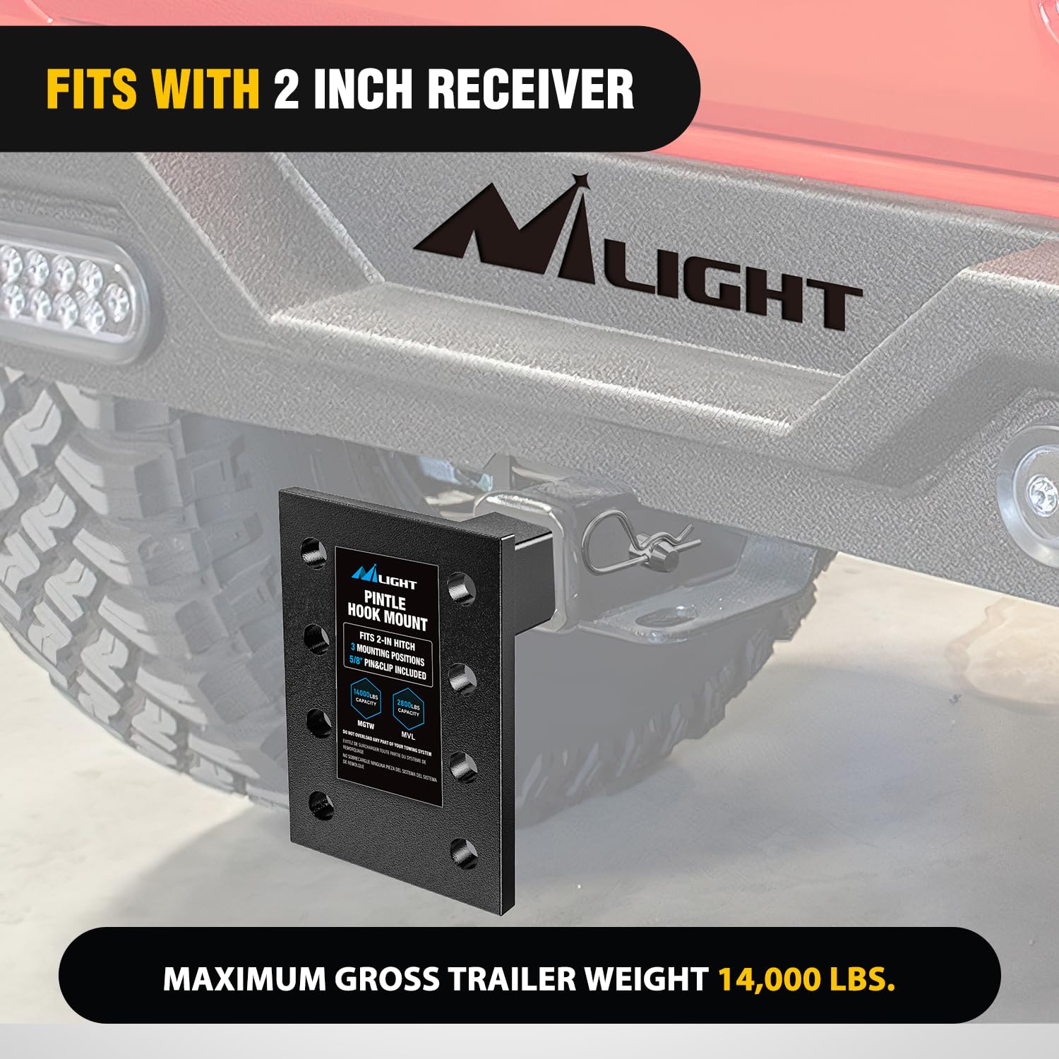 Nilight mounted with a pintle hook attached on trailer, ready-for-tow performance