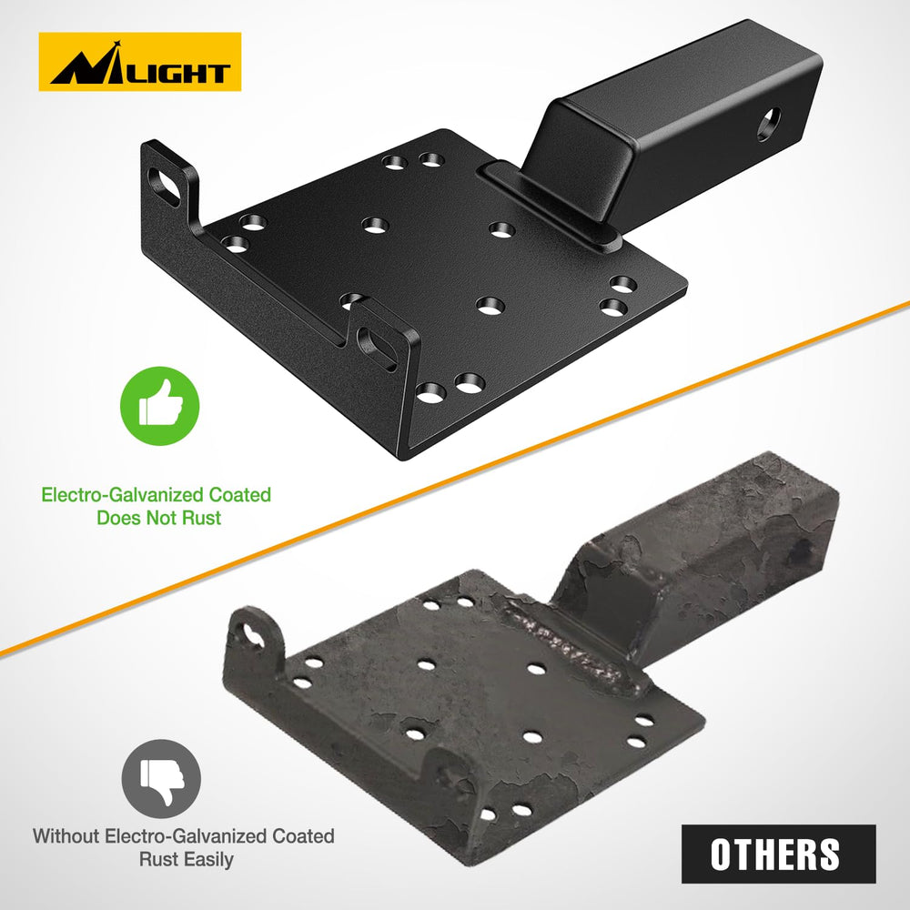 Nilight mounted with a winch and cable illustrating stable load-bearing capacity
